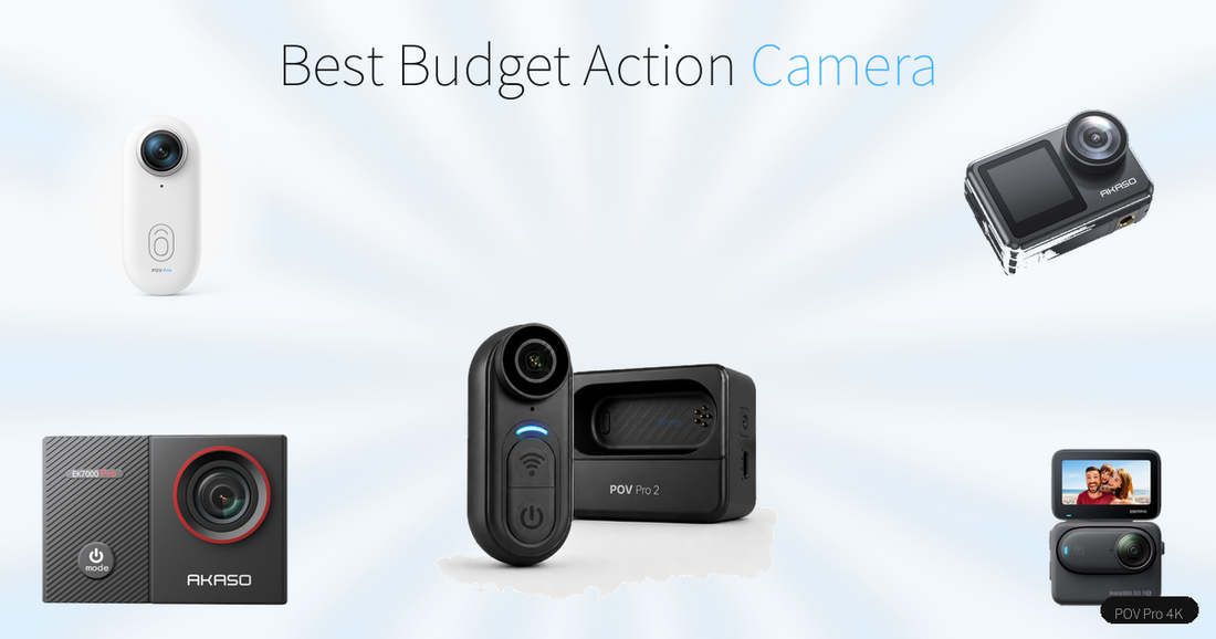 Best budget action camera 2026 — POV Pro 4K UHD, AKASO EK7000 Pro, POV Pro 2, AKASO Brave 7 LE, and Insta360 GO 3S comparison